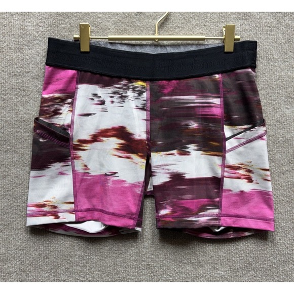 lululemon athletica Pants - Lululemon Shorts Women 10 Multi Abstract 6" Yoga Athleisure Low Rise Biker Run